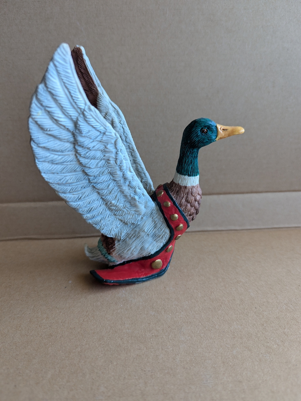 VTG Silver Deer Christmas Animals Mallard Duck Wings Open Tom Rubel Figurine 90s